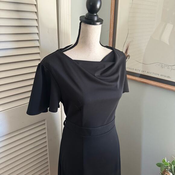 COUSINS Womens Dress Midi Cowl Draped Neck Concert Performance Solo Tie Back 12 - Picture 3 of 11